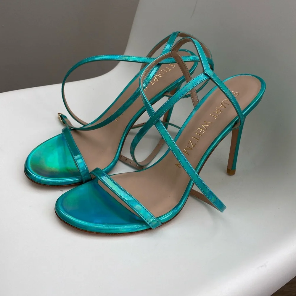 stuart weitzman women’s barelynude 100 heels green size 7 party special event